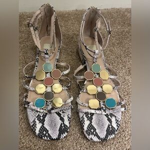 Stylish Snakeskin Sandals with Multicolor Accents
